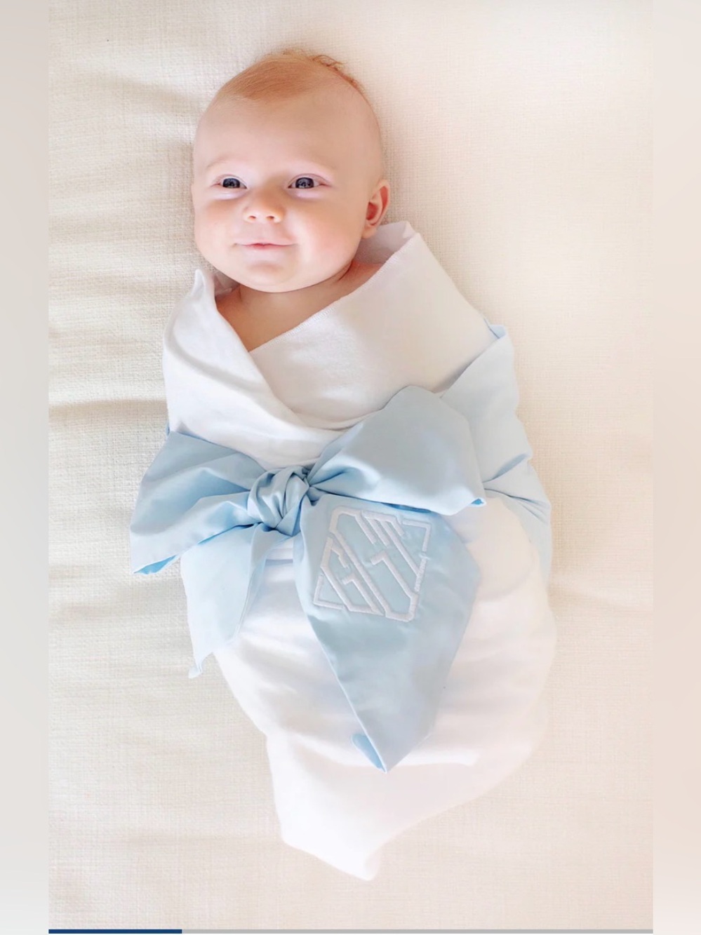 The Beaufort Bonnet Co Baby Boy Bow Swaddle in Buckhead Blue